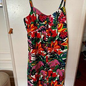 J.Crew Cotton Floral Button Front Maxi Dress